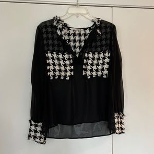 COPY - Zara Womens Black & White Houndstooth Sheer Blouse Size small